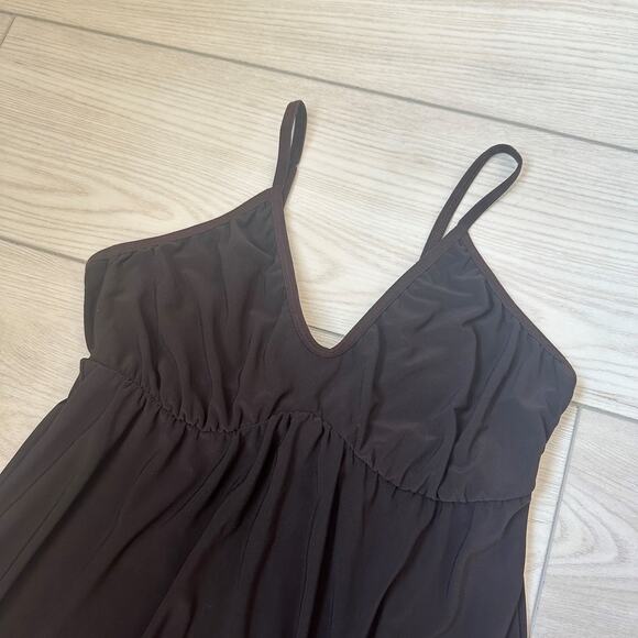 Y2K espresso brown bustier cami v-neck dress small - Picture 3 of 3